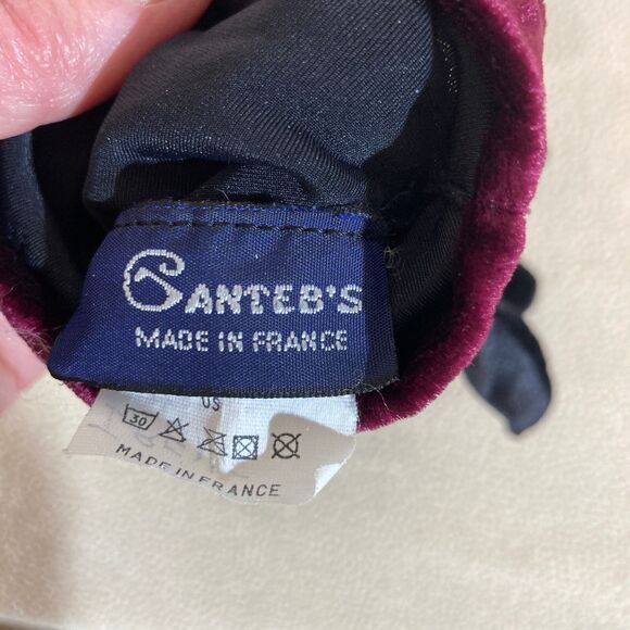 Vtg Ganteb's Silk Blend Scarf and Glove Set Made in France Burgundy Black Velvet - Picture 9 of 14